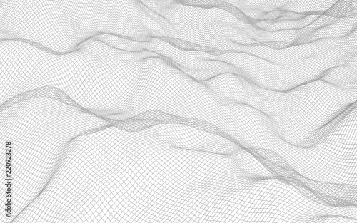 Wallpaper Mural Abstract landscape on a white background. Cyberspace grid. Hi-tech network. 3d technology illustration Torontodigital.ca