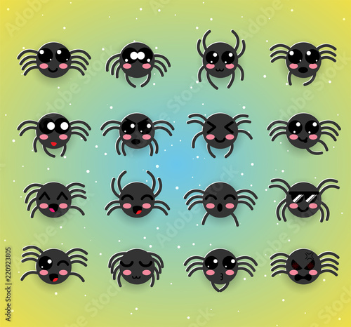 cute spider kawaii emotion,emoji,halloween © TogsDesign