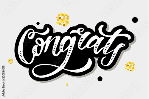 Congrats lettering Calligraphy Brush Text Holiday Vector Sticker gold
