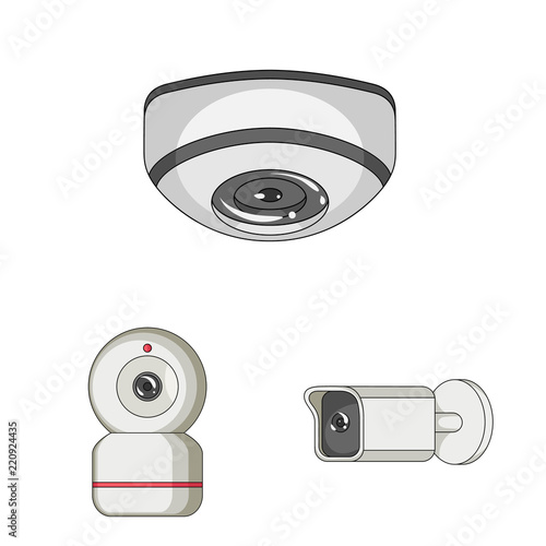 Vector design of cctv and camera symbol. Set of cctv and system stock vector illustration.