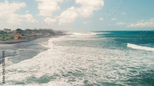 4K Drone Footage of Canggu shore in Bali Indonesia Beach photo