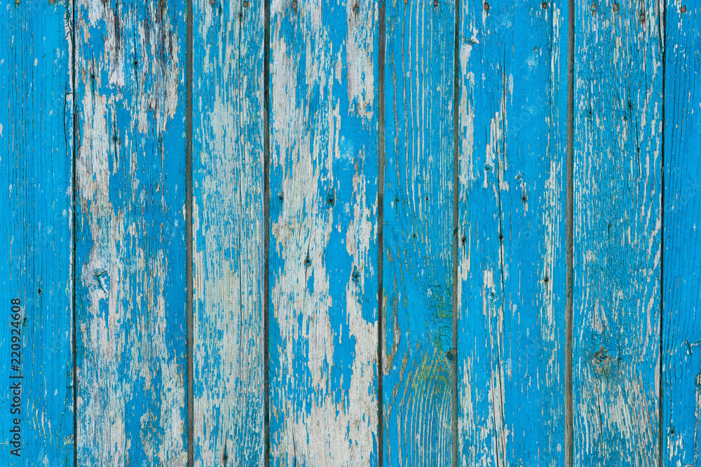 old scratched weathered blue wooden planks background