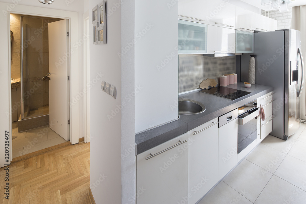 small and narrow kitchen.interior small and narrow kitchen.interior
