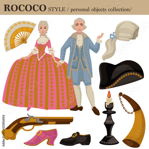 Rococo European 18 century vector clothes style