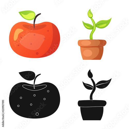 Vector illustration of genetic and plant sign. Set of genetic and biotechnology stock symbol for web.