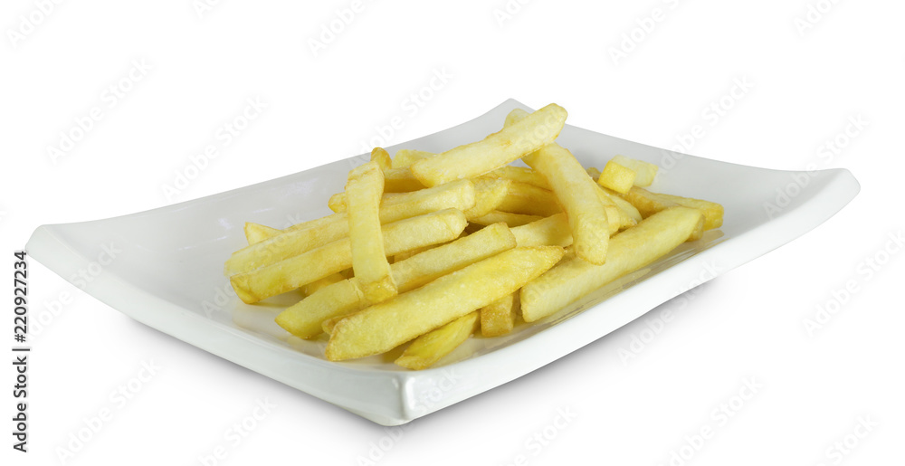 Potato fry in a dish isolated on white Potato fry in a dish isolated on white