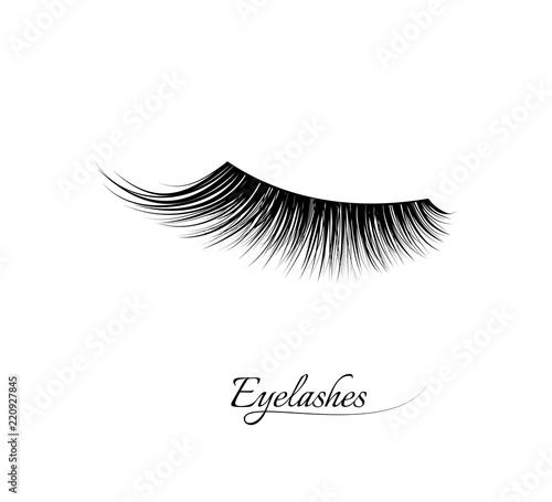Eyelash extension. Beautiful black long eyelashes. Closed eye . False beauty cilia. Mascara natural effect. Professional glamor makeup.