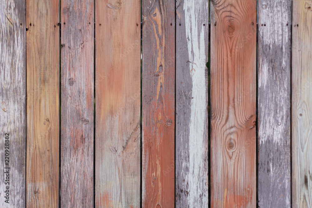 Naklejka premium Old colorful wooden wall as background or texture