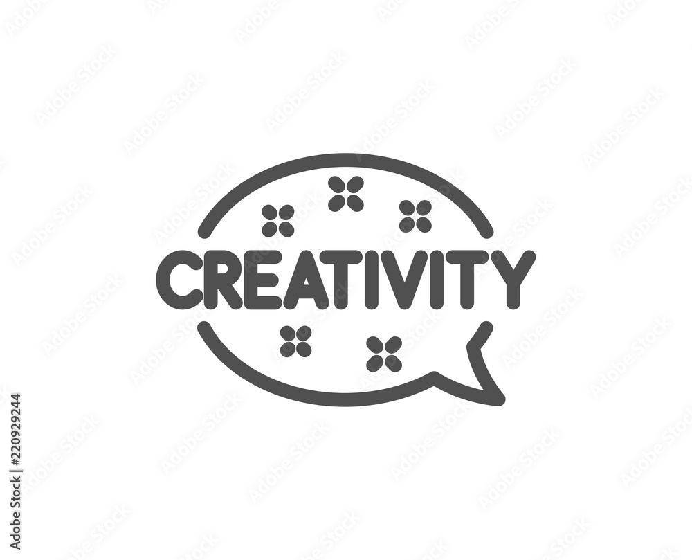 Creativity speech bubble line icon. Graphic art sign. Inspiration symbol. Quality design element. Classic style creativity. Editable stroke. Vector