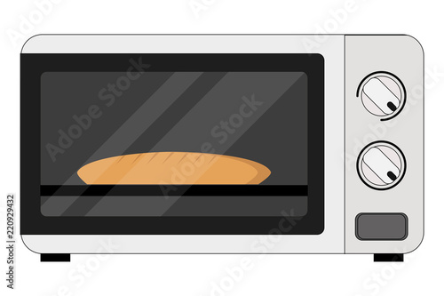 Microondas con pan en su interior.