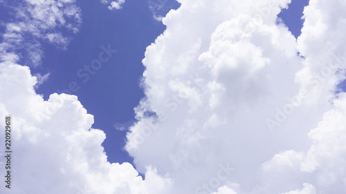 Bright blue sky beautifu white clouds on background ,Copy Space.