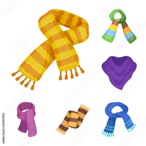 Scarf and Shawl cartoon icons in set collection for design.Clothes and Accessory vector symbol stock web illustration.
