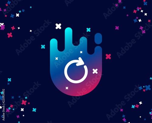 Refresh simple icon. Rotation arrow sign. Reset or Reload symbol. Cool banner with icon. Abstract shape with gradient. Vector