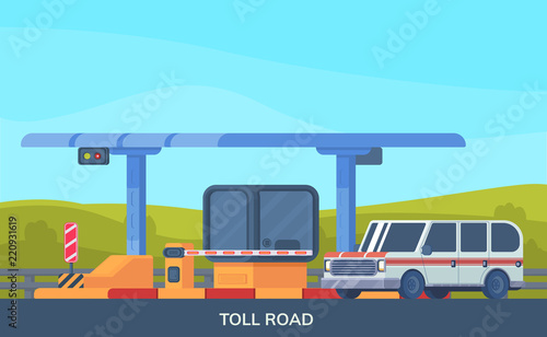 Toll higway. Toll gate construction