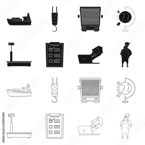 Vector illustration of goods and cargo sign. Collection of goods and warehouse vector icon for stock.