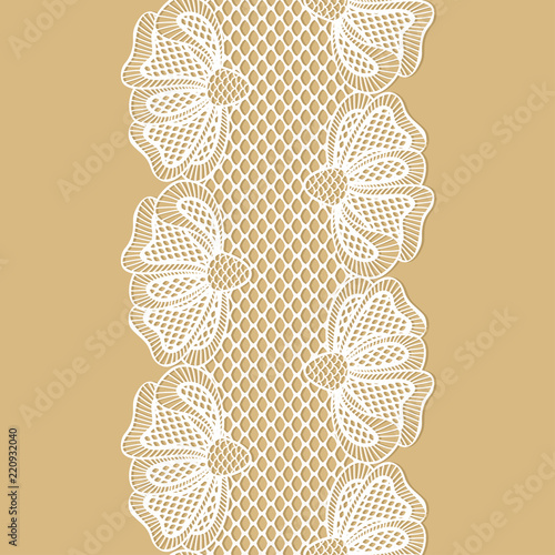 Seamless white flower lace border, lace ribbon