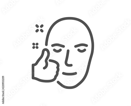 Healty face skin line icon. Good care sign. Like symbol. Quality design element. Classic style healty face icon. Editable stroke. Vector