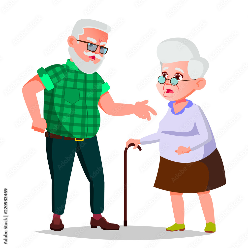 Elderly Couple Vector. Grandfather And Grandmother. Face Emotions. Happy People Together. Isolated Flat Cartoon Illustration Elderly Couple Vector. Grandfather And Grandmother. Face Emotions. Happy People Together. Isolated Flat Cartoon Illustration