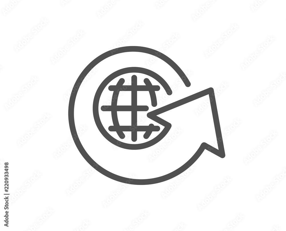 Global business line icon. Share arrow sign. World globe symbol. Quality design element. Classic style. Editable stroke. Vector Global business line icon. Share arrow sign. World globe symbol. Quality design element. Classic style. Editable stroke. Vector