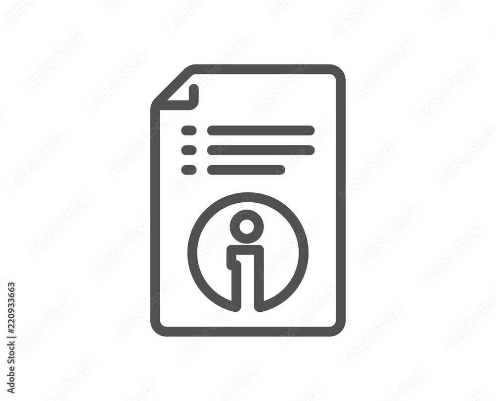 Technical information line icon. Instruction sign. Quality design element. Classic style. Editable stroke. Vector Technical information line icon. Instruction sign. Quality design element. Classic style. Editable stroke. Vector