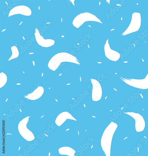 Blue seamless pattern with hand drawn brush stripe. Winter wrapping