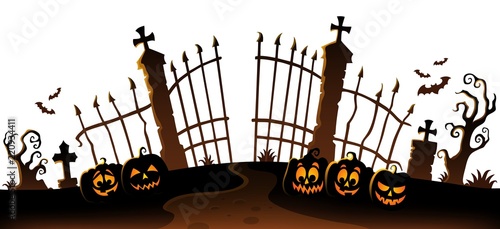 Cemetery gate silhouette theme 6