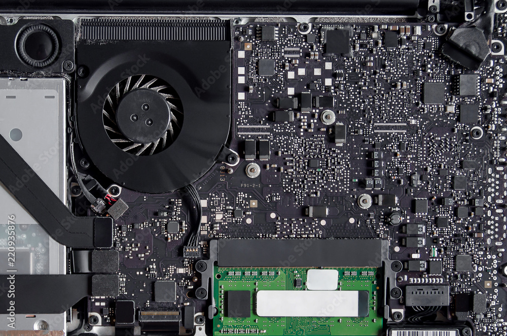 Fototapeta premium Circuit board and electronic computer hardware, Repair of electronic control panel, motherboard.