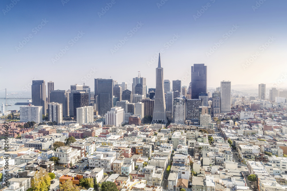 San Francisco downtown with business and residential district, USA