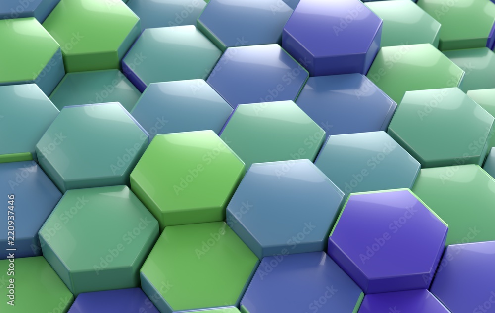 blue and green hexagon background perspective, 3d illustration blue and green hexagon background perspective, 3d illustration