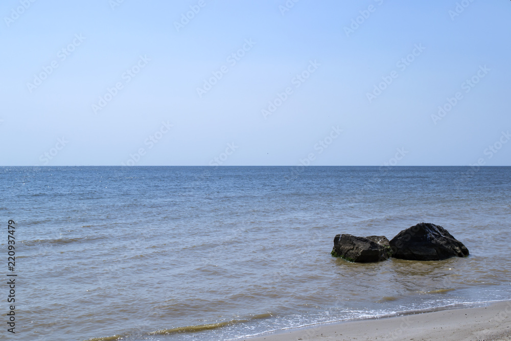 Seascape of Azov Sea. No one on the beach. Beautiful coast. Seascape of Azov Sea. No one on the beach. Beautiful coast.