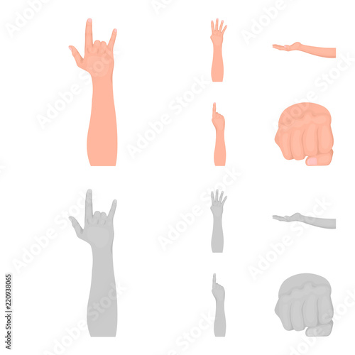 Sign Language cartoon,monochrome icons in set collection for design.Emotional part of communication vector symbol stock web illustration.