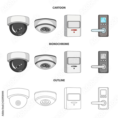 Isolated object of cctv and camera logo. Collection of cctv and system vector icon for stock.