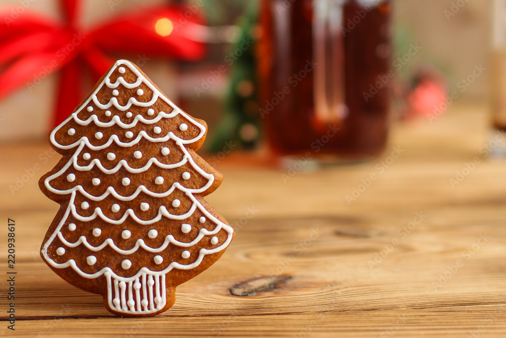 gingerbread. gifts and holiday, happy New Year. festive background. . food background. top view gingerbread. gifts and holiday, happy New Year. festive background. . food background. top view