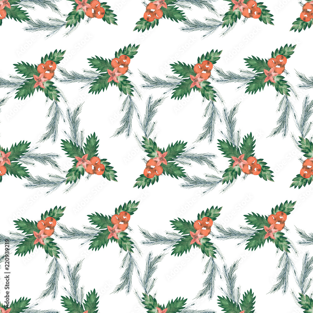 Christmas pattern/ Watercolor Christmas / Winter wallpape Christmas pattern/ Watercolor Christmas / Winter wallpape
