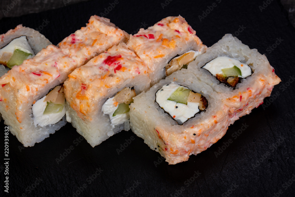 Japanese roll with salmon Japanese roll with salmon