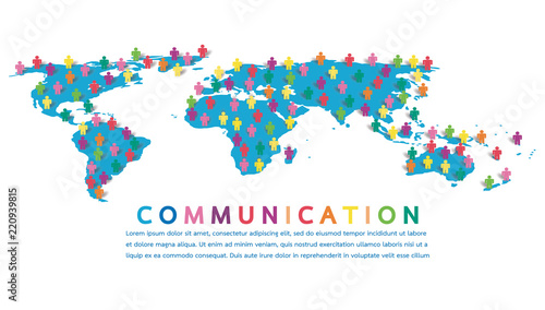 Connecting people with World map point and line composition concept of global business. Social network concept. Vector illustration