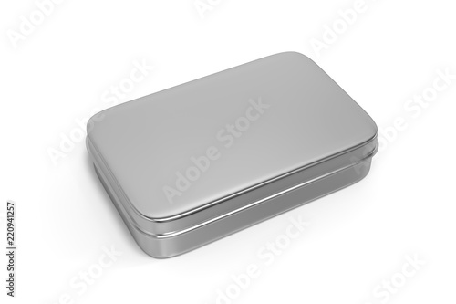 Metal Box on isolated white background, 3d illustration