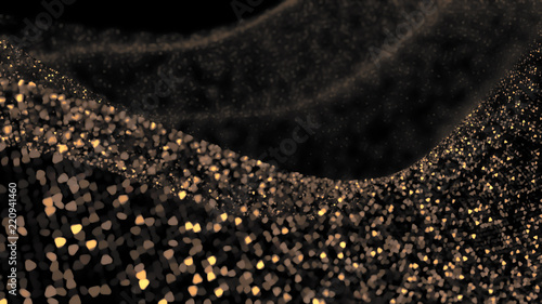 Golden glitter background. 3d illustration, 3d rendering.