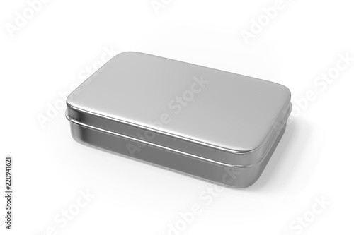Metal Box on isolated white background, 3d illustration
