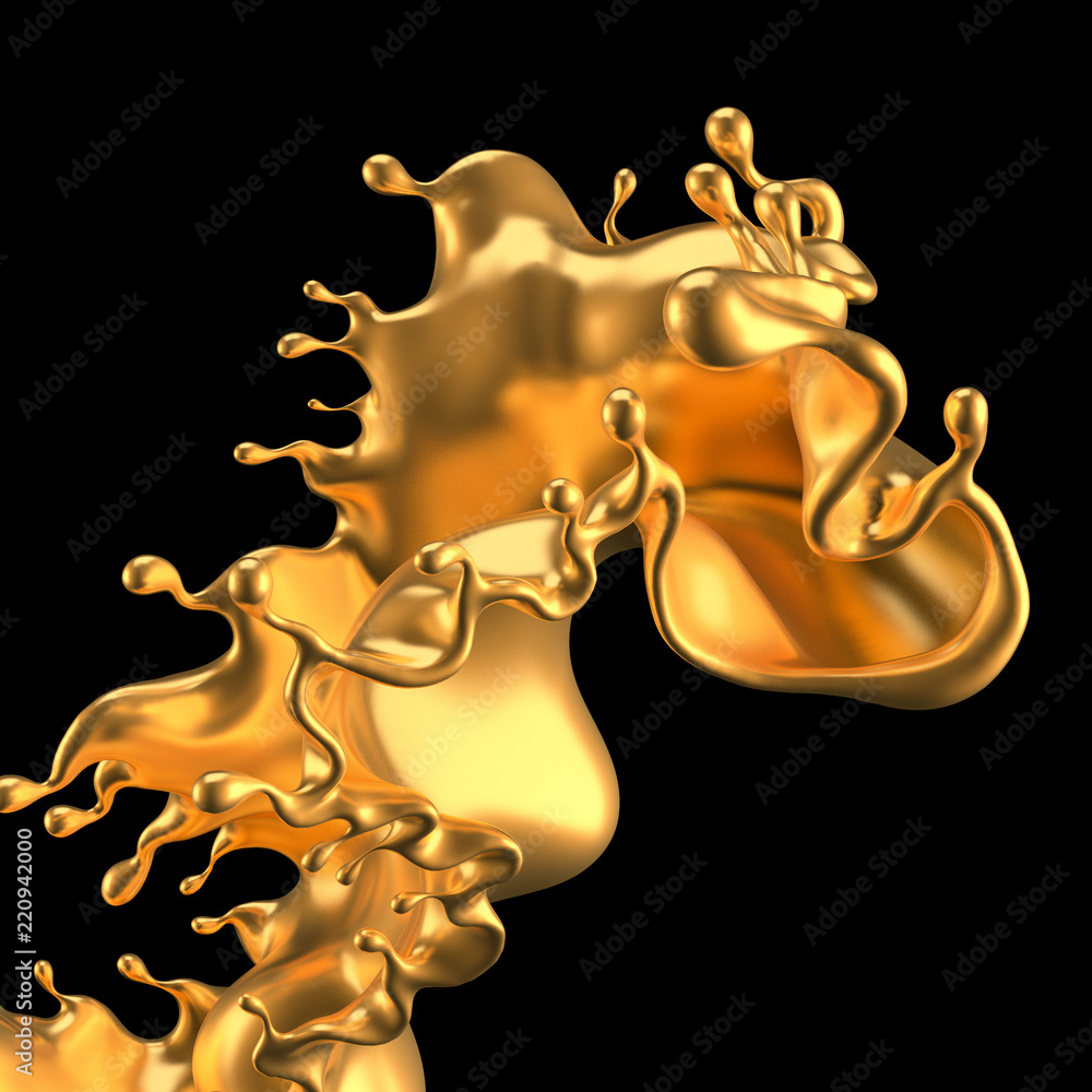 Splash gold. 3d illustration, 3d rendering. Splash gold. 3d illustration, 3d rendering.