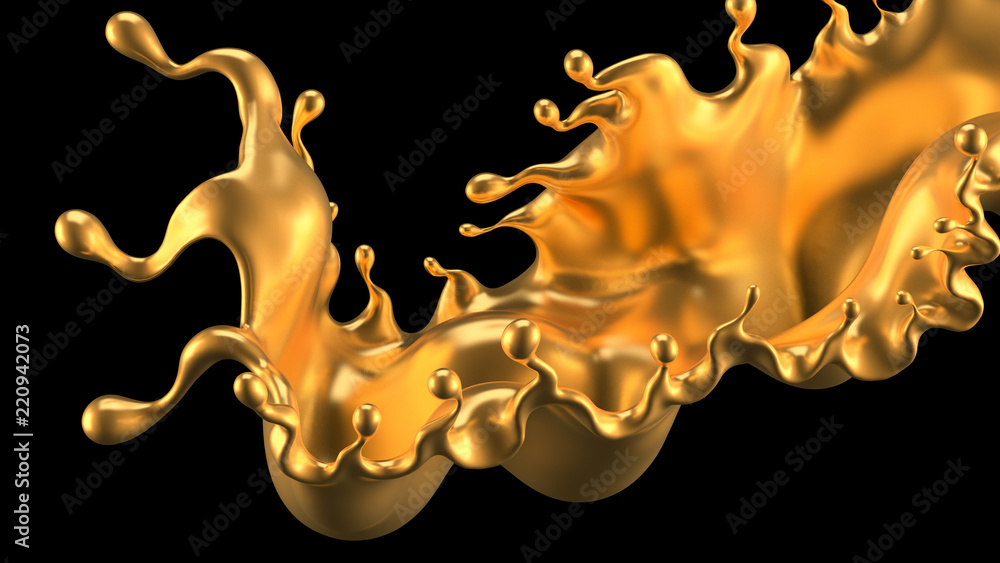 Splash gold. 3d illustration, 3d rendering.