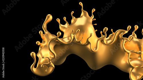 Splash gold. 3d illustration, 3d rendering.