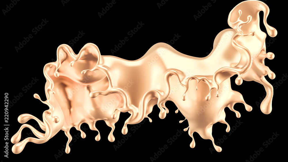 Splash gold. 3d illustration, 3d rendering.