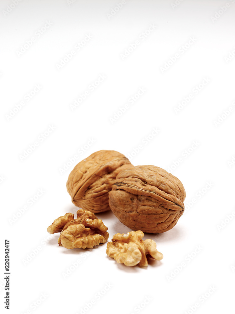 Walnuts kernel isolated on white background, Top view. Walnuts kernel isolated on white background, Top view.