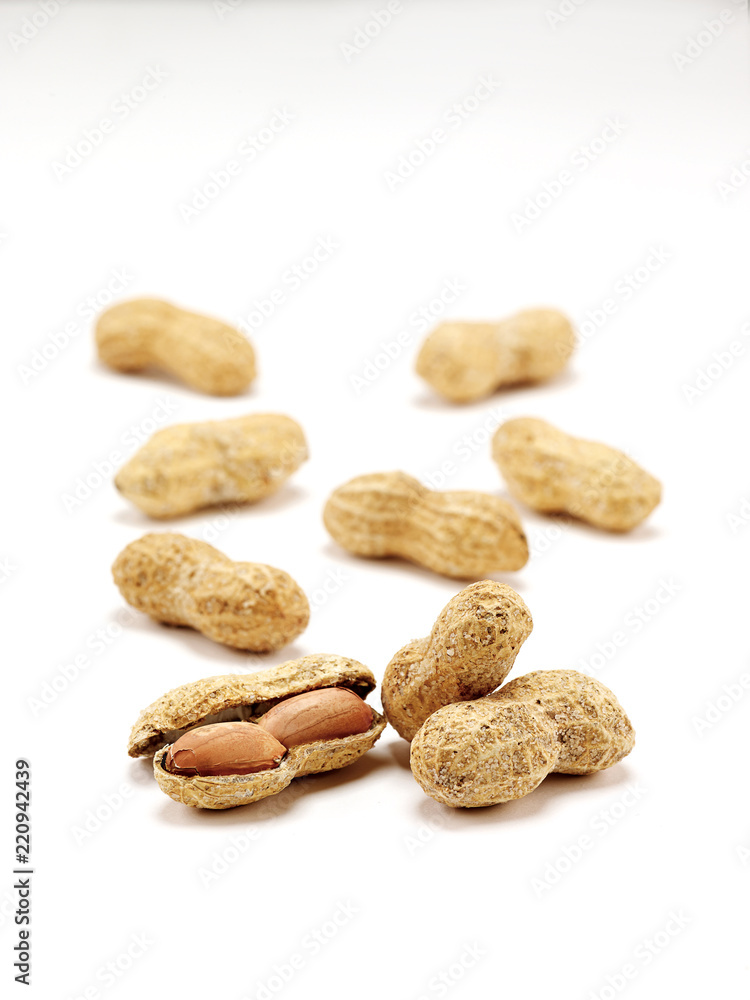 Peanuts on white ground Peanuts on white ground