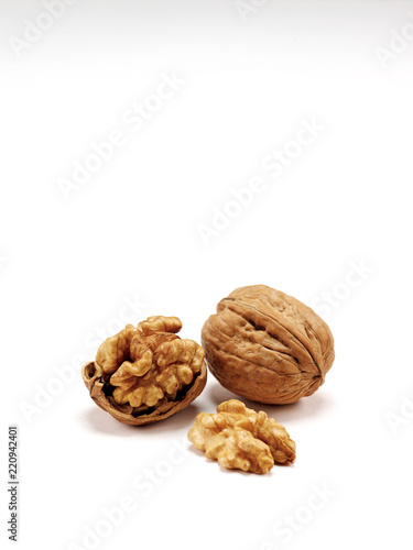 Walnuts kernel isolated on white background, Top view.