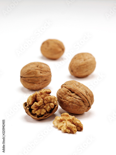 Walnuts kernel isolated on white background, Top view.