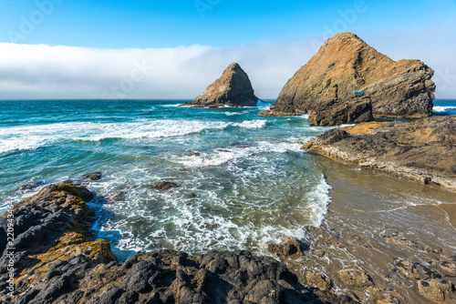 some scenic view of the beach in Heceta Head Lighthouse State Scenic Area,Oregon,USA. photo