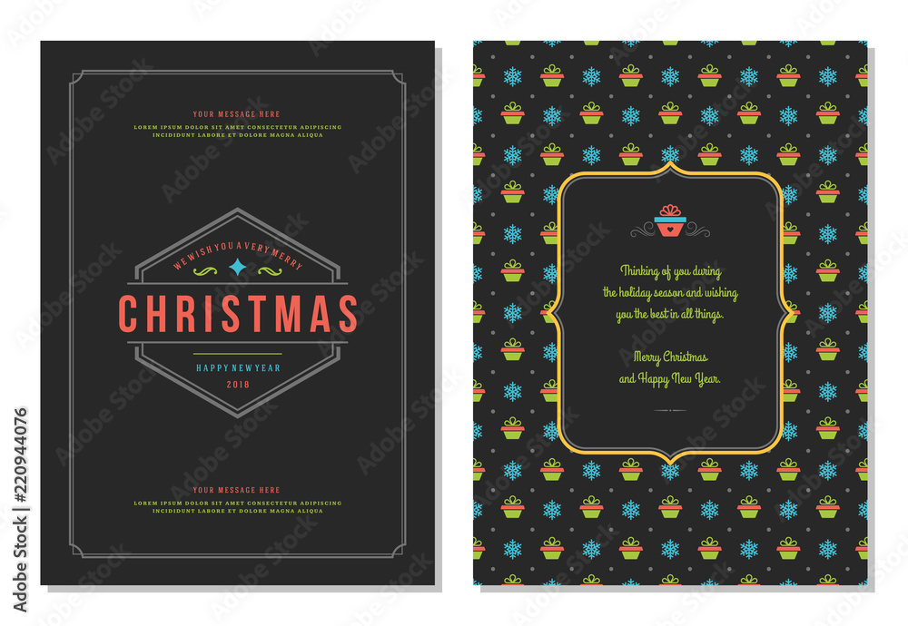 Christmas greeting card design template. Christmas greeting card design template.
