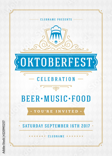 Oktoberfest beer festival celebration retro typography poster or flyer